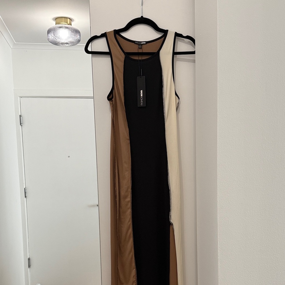 Colorblock Black and Tan Dress